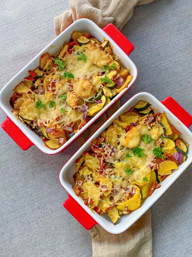 gesunder auflauf Kartoffeln Speck vegetarisch