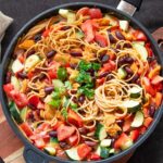 Pfannengericht mit Spaghetti - vegetarisch, einfach, schnell