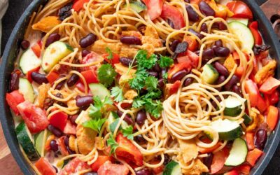 Pfannengericht mit Spaghetti – vegetarisch, schnell, einfach