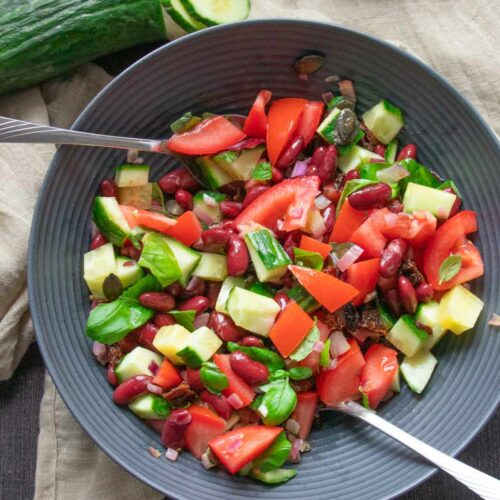 Tomate Gurke Salat Rezept vegan kalorienarm