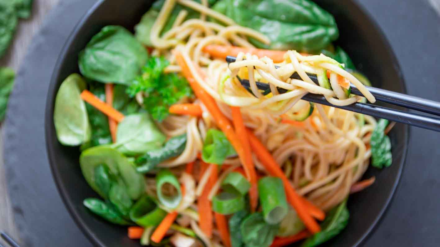 Spaghetti Salat kcal-arm vegan einfach