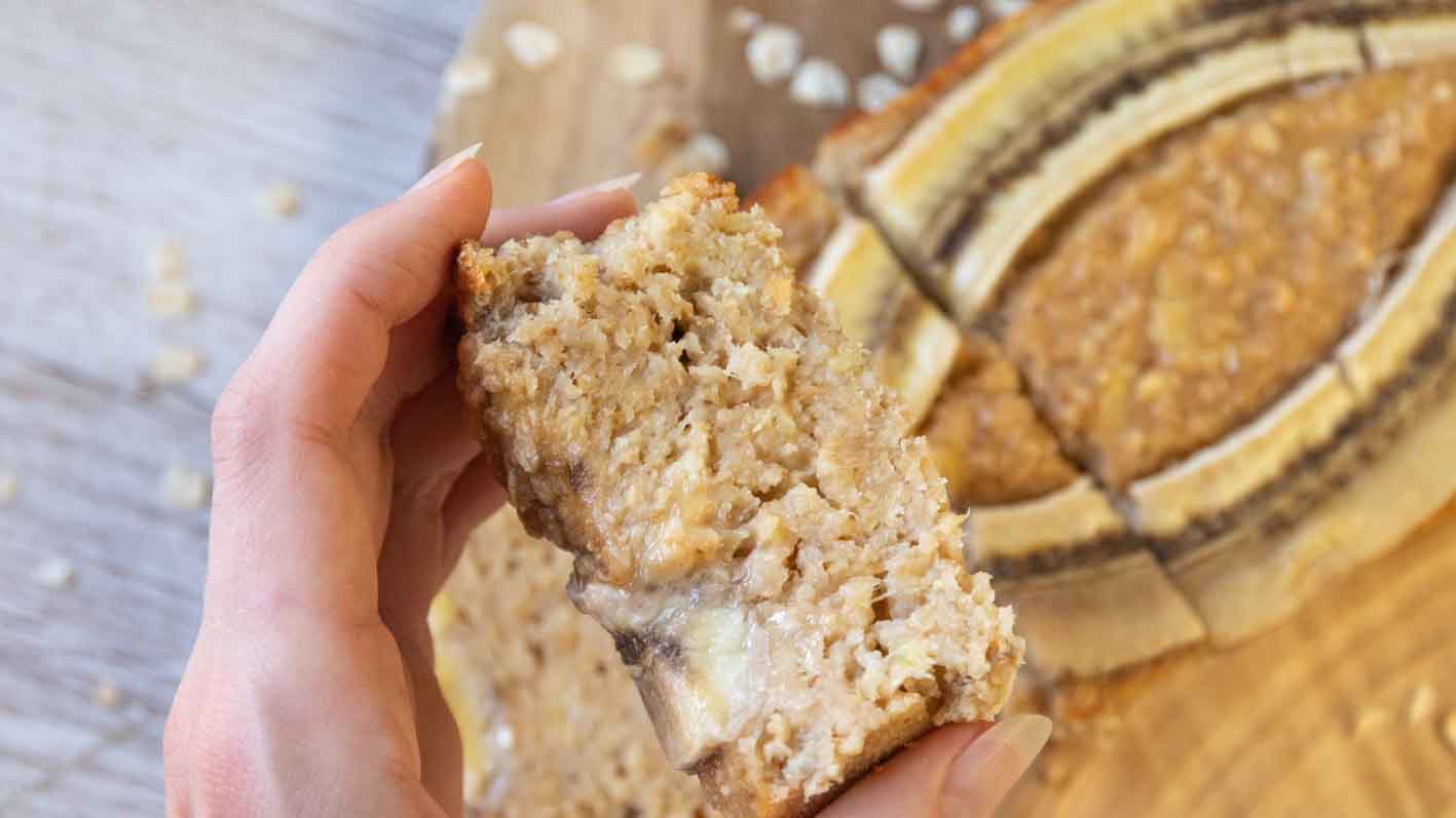 Bananenbrot mit Haferflocken kalorienarm vegan