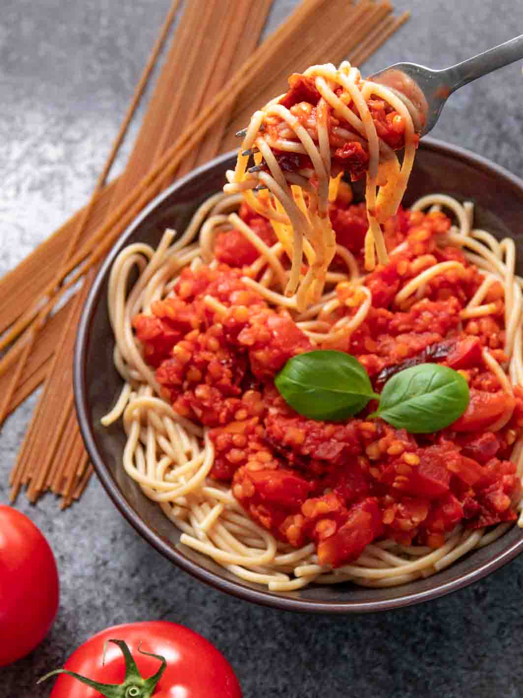 Gesunde Rezepte - Rote Linsen Bolognese Gesunde Rezepte - Rote Linsen Bolognese