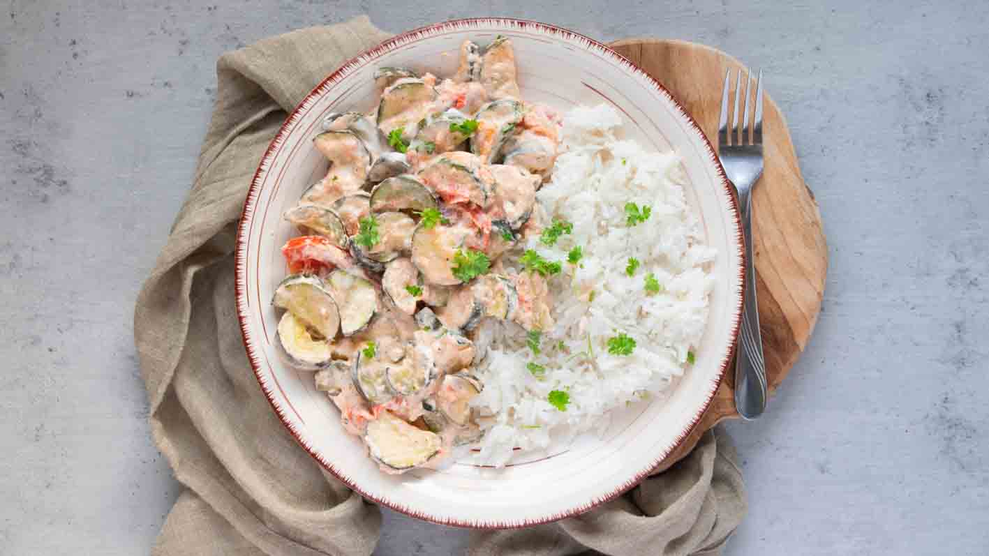 Zucchini Pfanne mit Reis vegetarisch-3 Zucchini Pfanne mit Reis vegetarisch