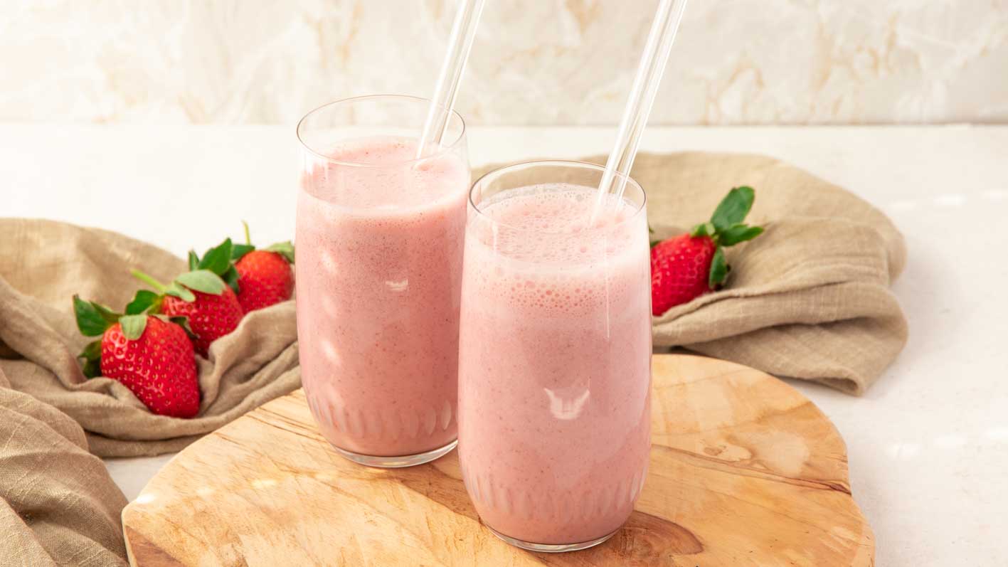 Erdbeer Smoothie ohne Banane - mit Joghurt