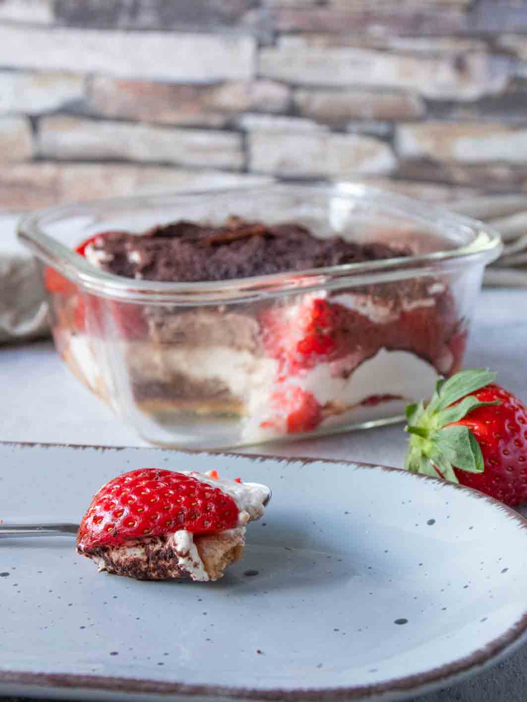 Erdbeer Tiramisu mit Quark ohne Alkohol