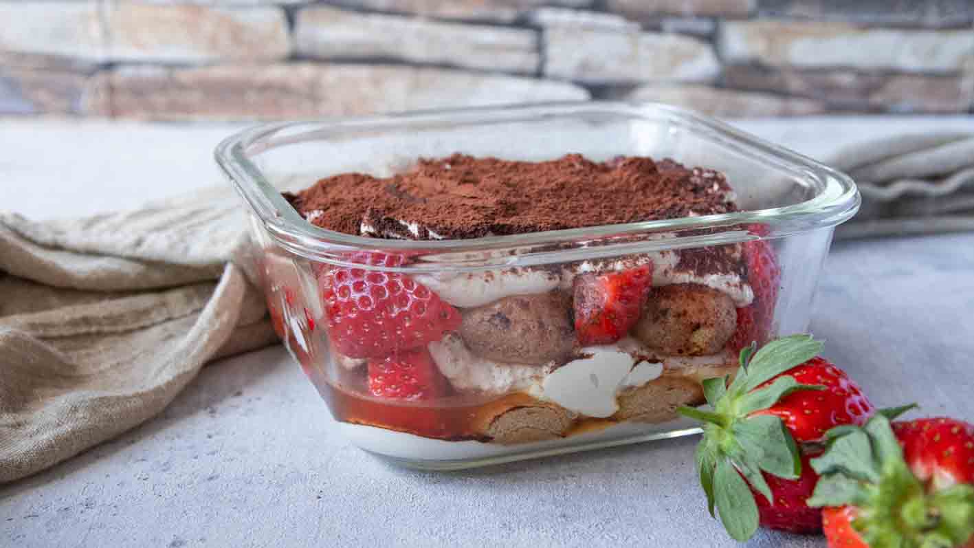 Erdbeer Tiramisu mit Quark ohne Alkohol