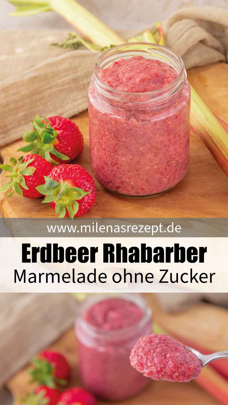 Erdbeer Rhabarber Marmelade ohne Zucker