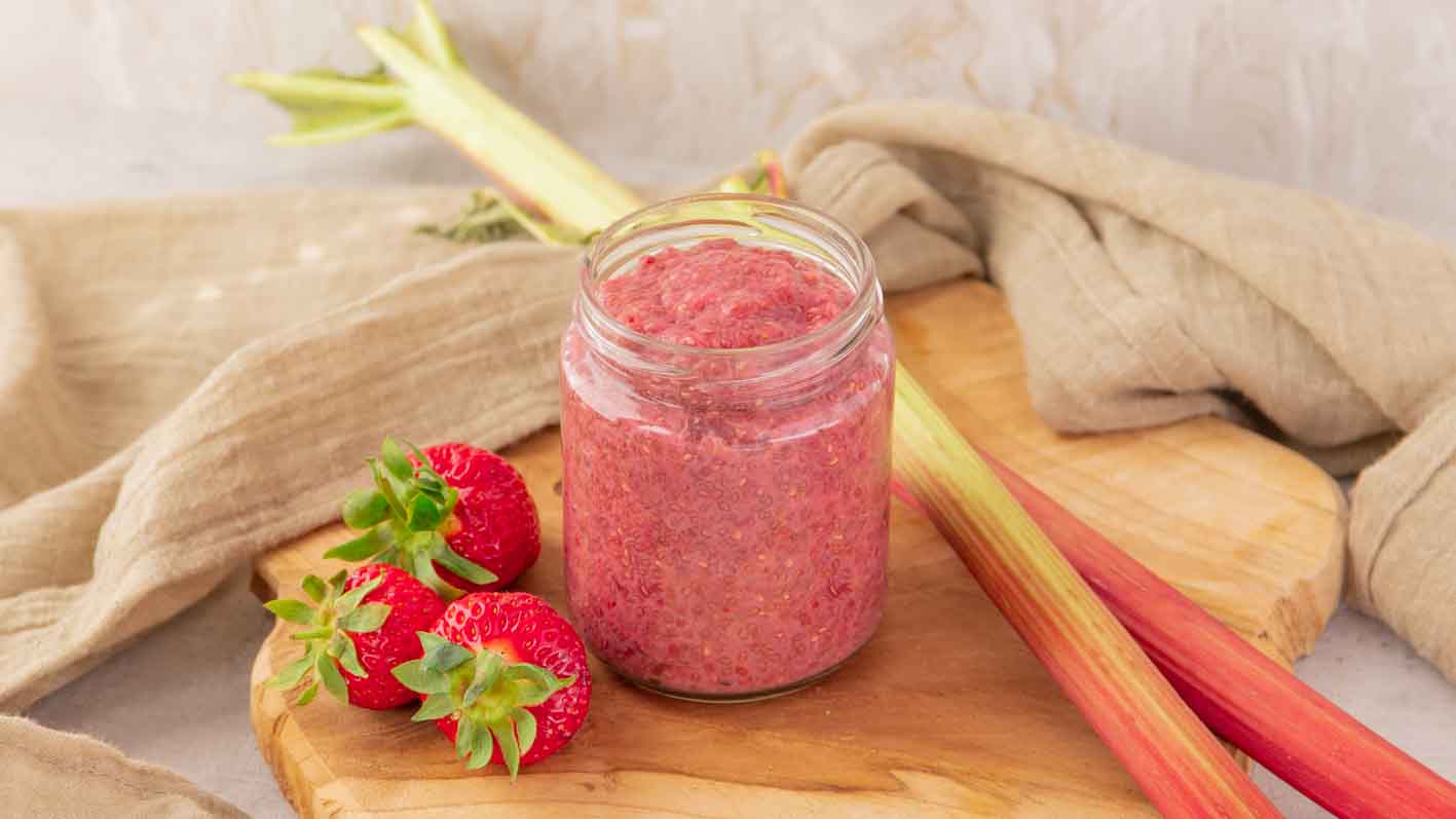 Erdbeer Rhabarber Marmelade ohne Zucker