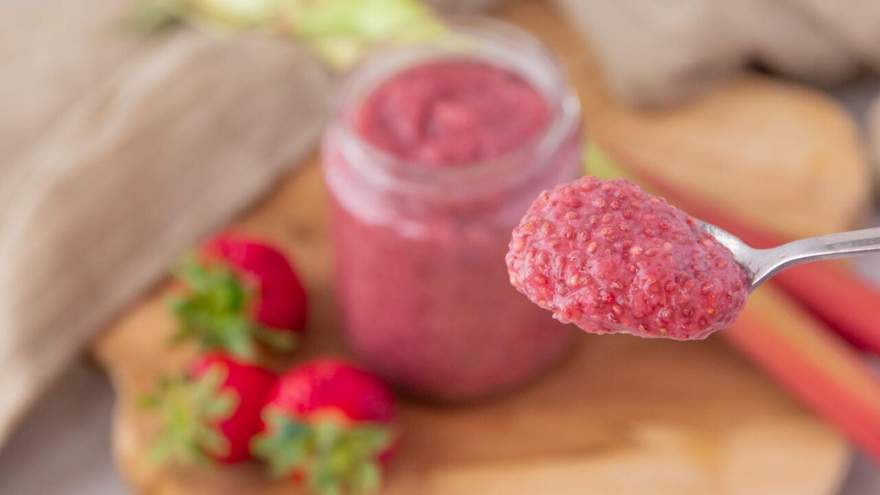 Erdbeer Rhabarber Marmelade ohne Zucker
